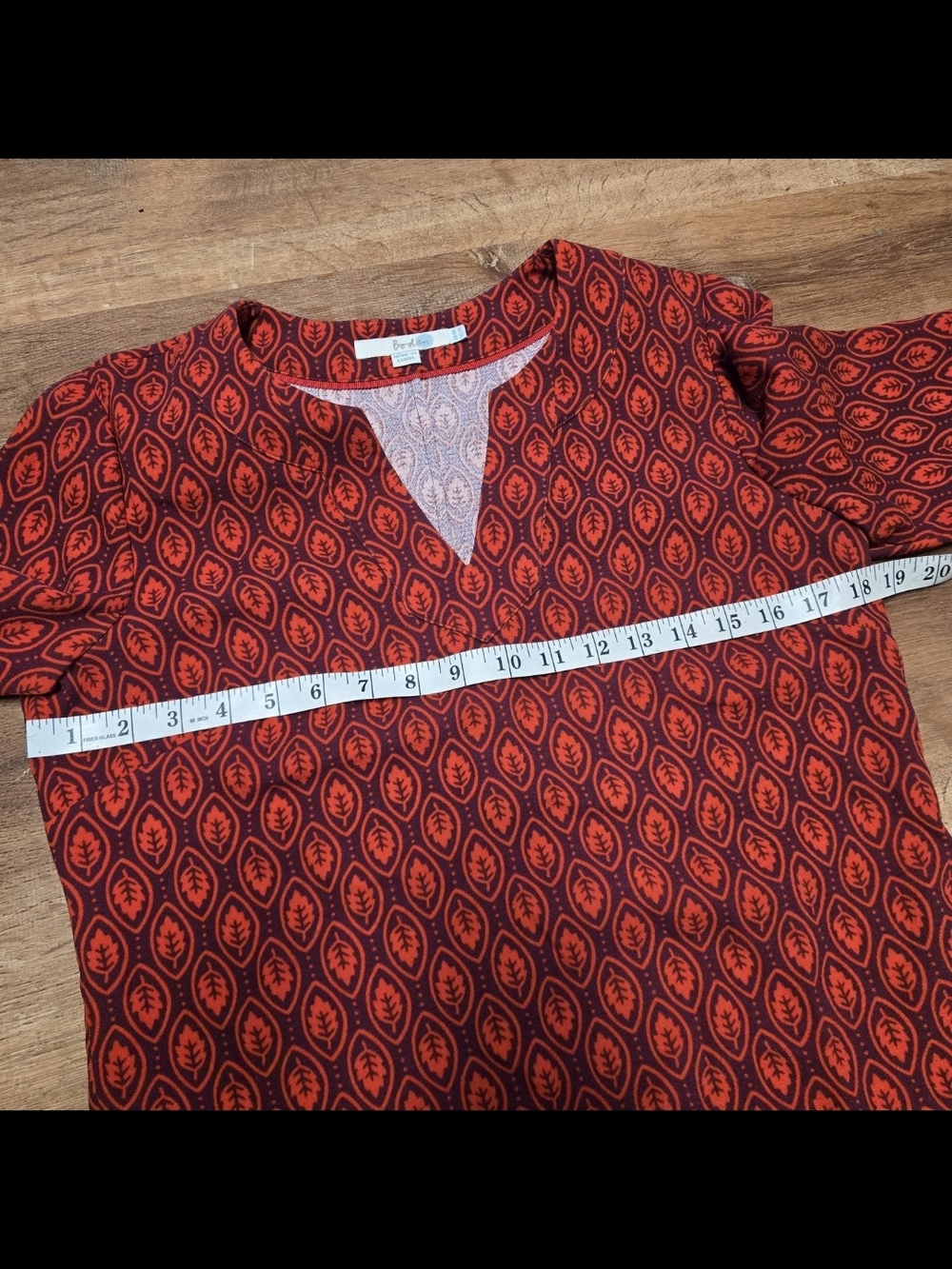 Boden Red and Burgundy Geometric Leaf Print 3/4 Sleeve Dress Size 4 R - Picture 5 of 6